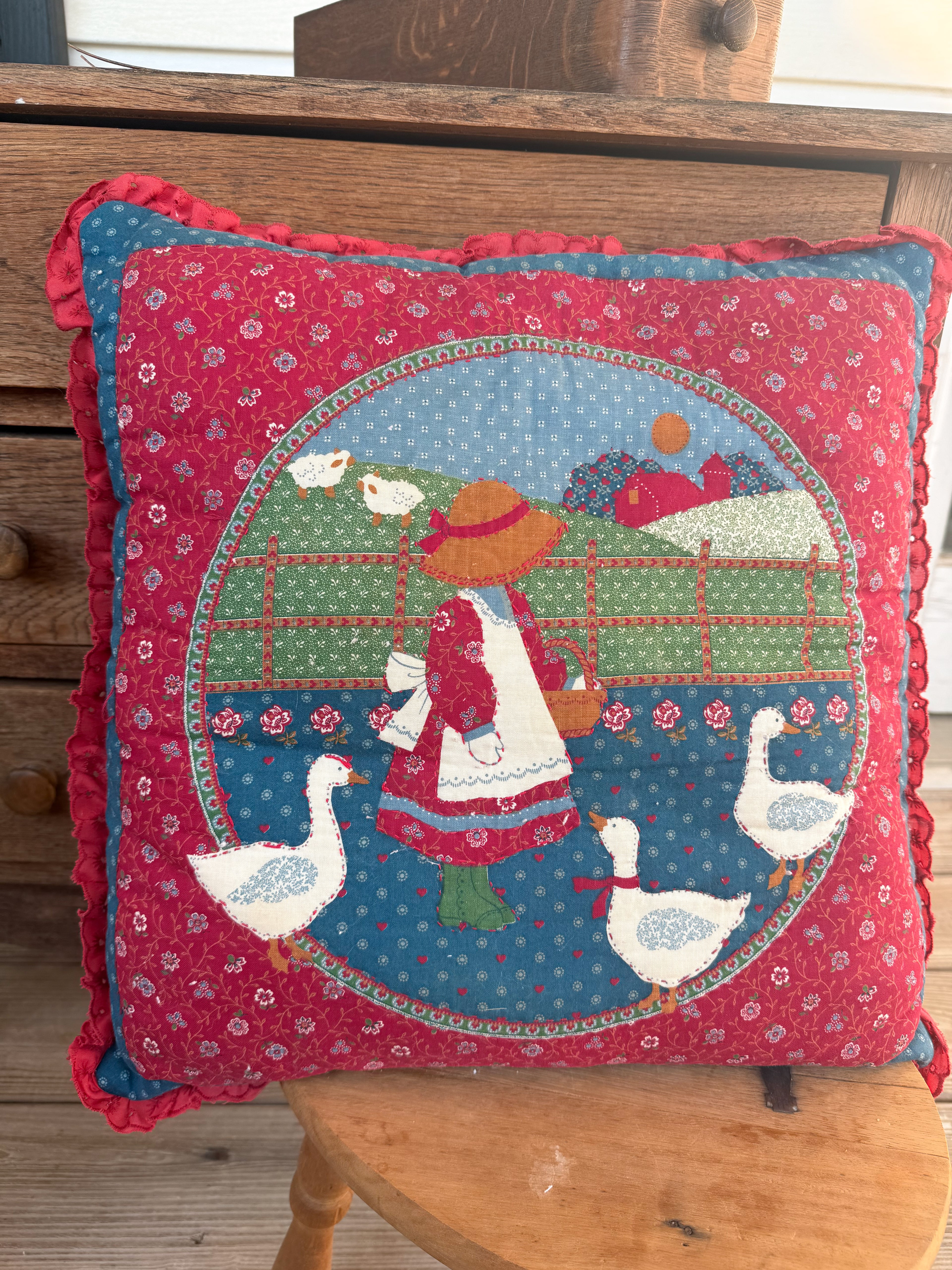 Vintage Sunbonnet Sue & Geese Pillow