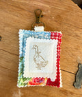 Country Goose Quilt Keychain