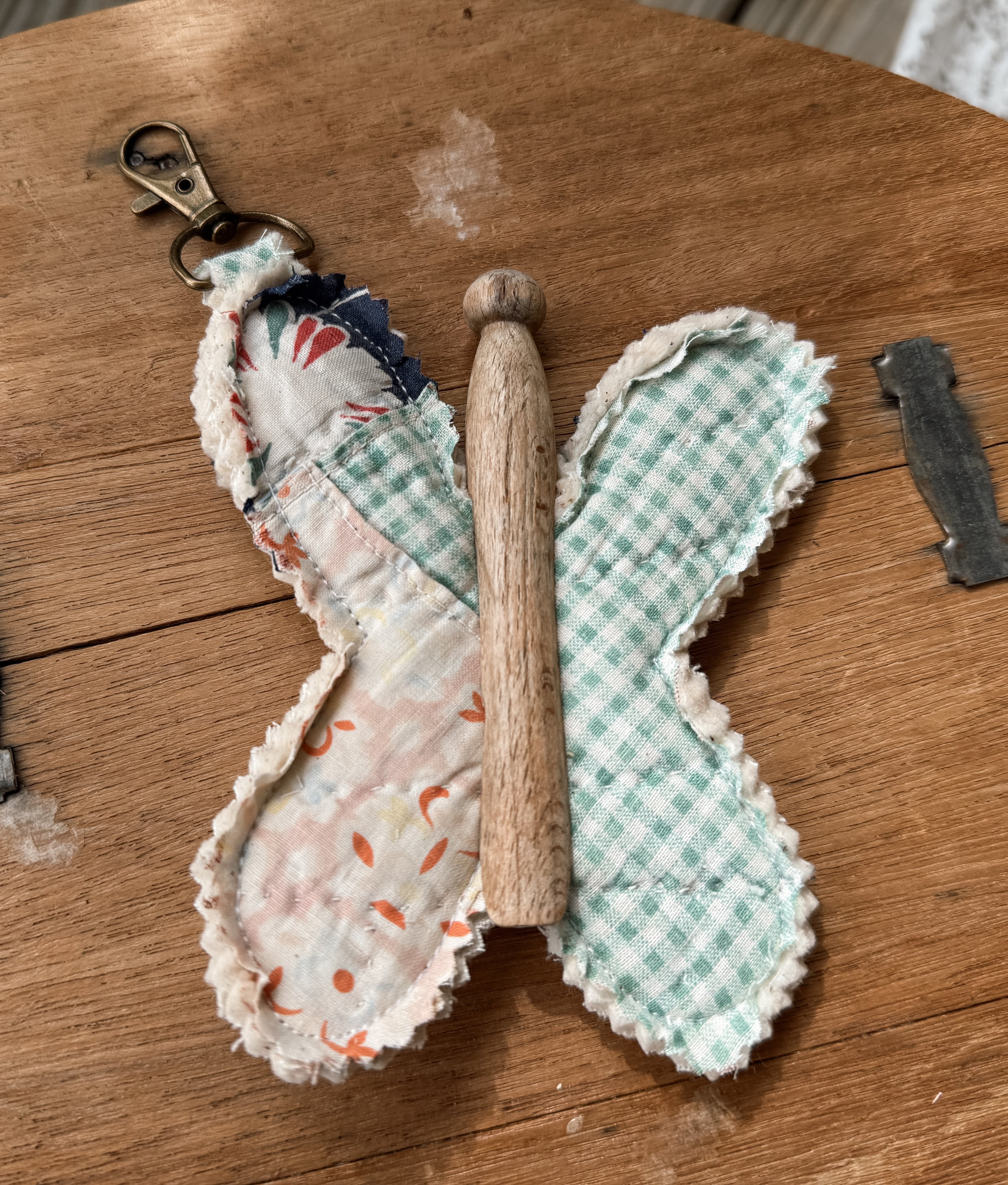 Vintage Quilt Butterfly Keychain