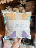 ‘Grandma’ Embroidered Quilt Pillow